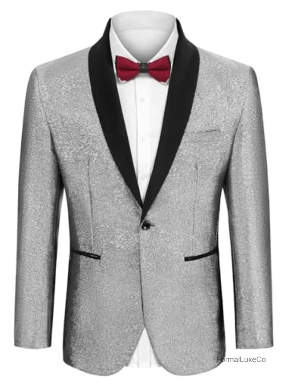 Men's Slim Fit Tuxedo Jacket Shawl Lapel Sequin Blazer Party Wedding Prom